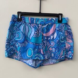 Lilly Pulitzer Blue and Pink Patterned Swim Shorts